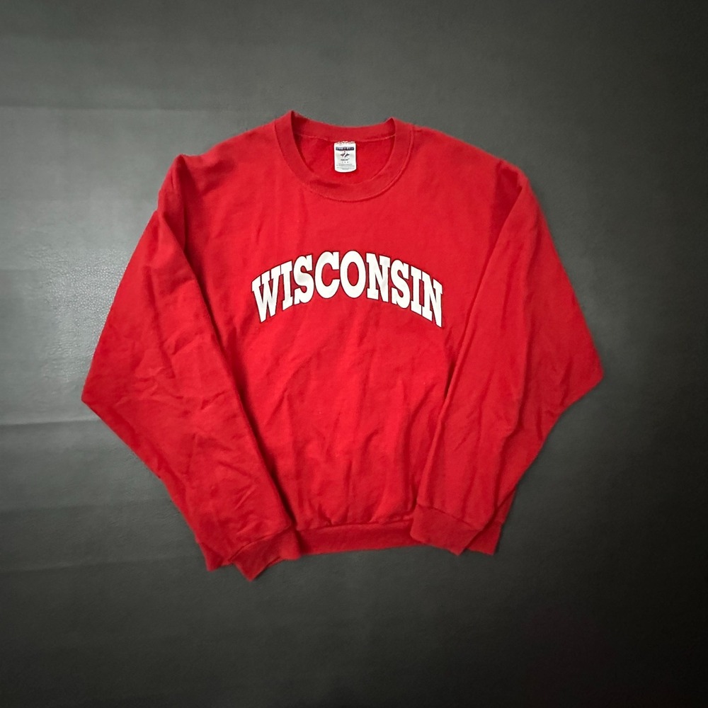 Vintage University of Wisconsin Sweatshirt Mens Large Boxy Y2k Badgers JERZEES